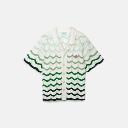 Wavy Gradient Crochet Shirt - casablanca