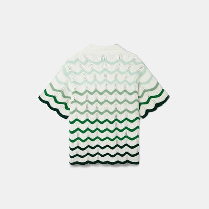 Wavy Gradient Crochet Shirt - casablanca