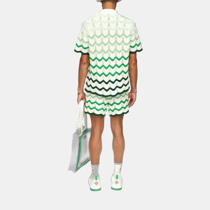 Wavy Gradient Crochet Shirt - casablanca