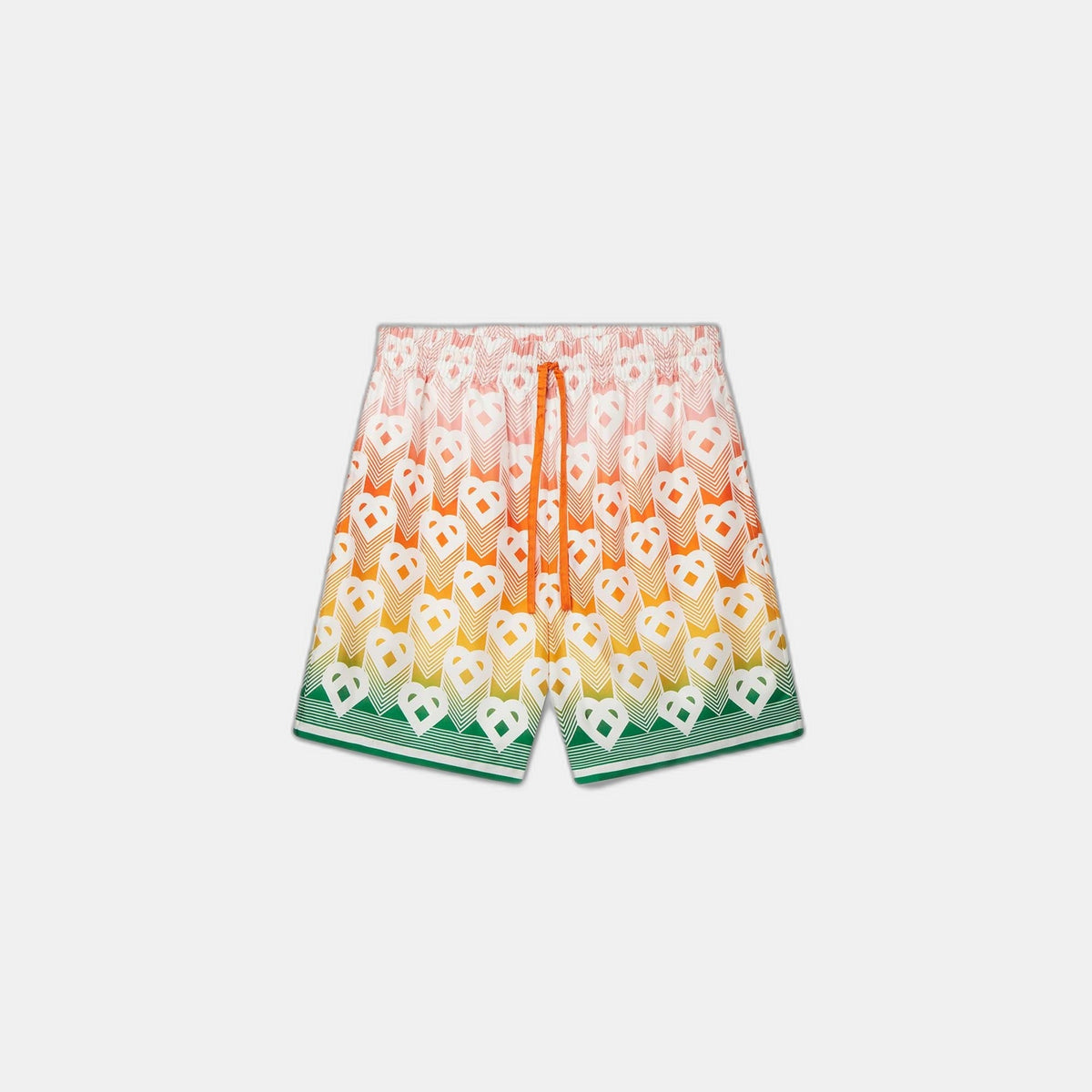 Gradient Heart Monogram Silk Shorts
