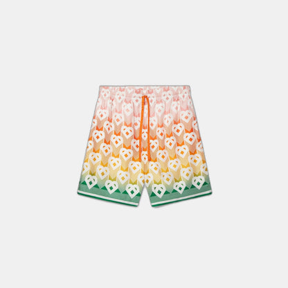 Gradient Heart Monogram Silk Shorts