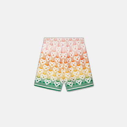 Gradient Heart Monogram Silk Shorts
