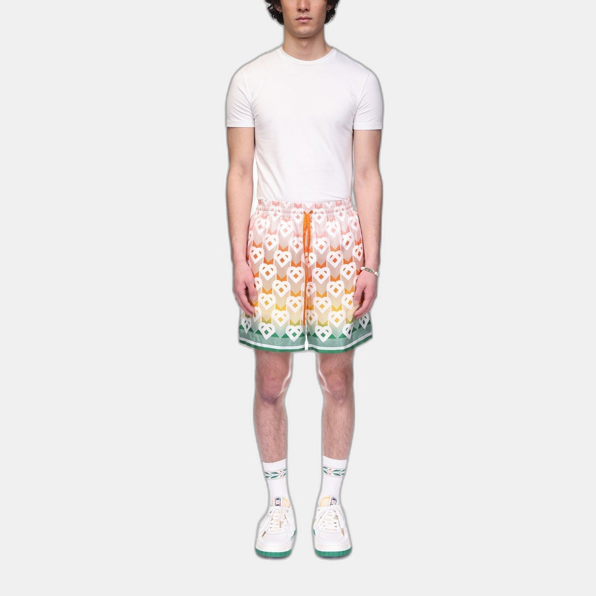 Gradient Heart Monogram Silk Shorts