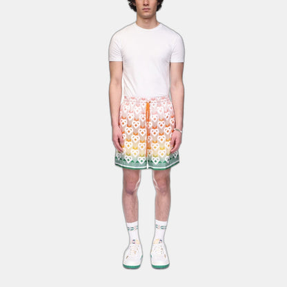 Gradient Heart Monogram Silk Shorts
