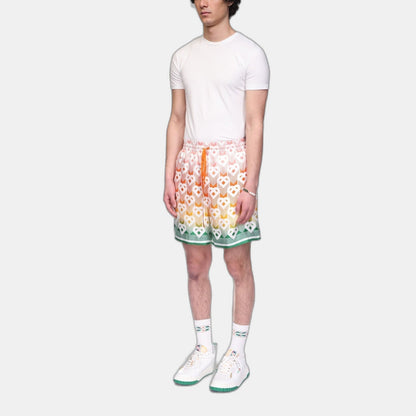 Gradient Heart Monogram Silk Shorts
