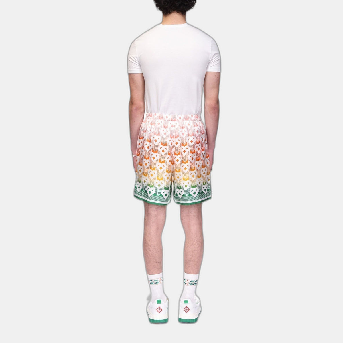 Gradient Heart Monogram Silk Shorts