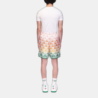 Gradient Heart Monogram Silk Shorts