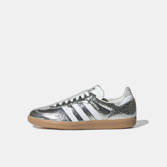 adidas Samba OG Silver Metallic Cracked Leather (Women's)