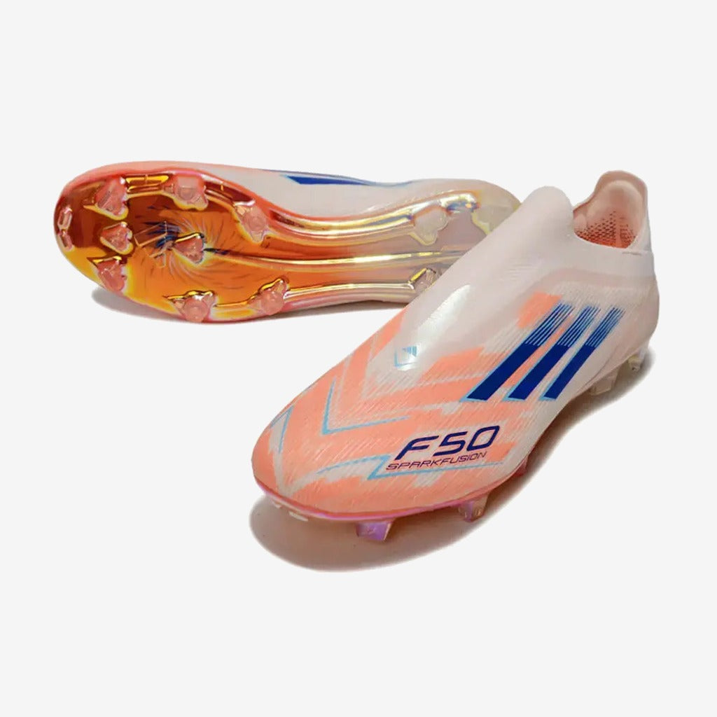 Adidas F50 Elite Laceless FG Spark Fusion - Beige/Orange/Bleu