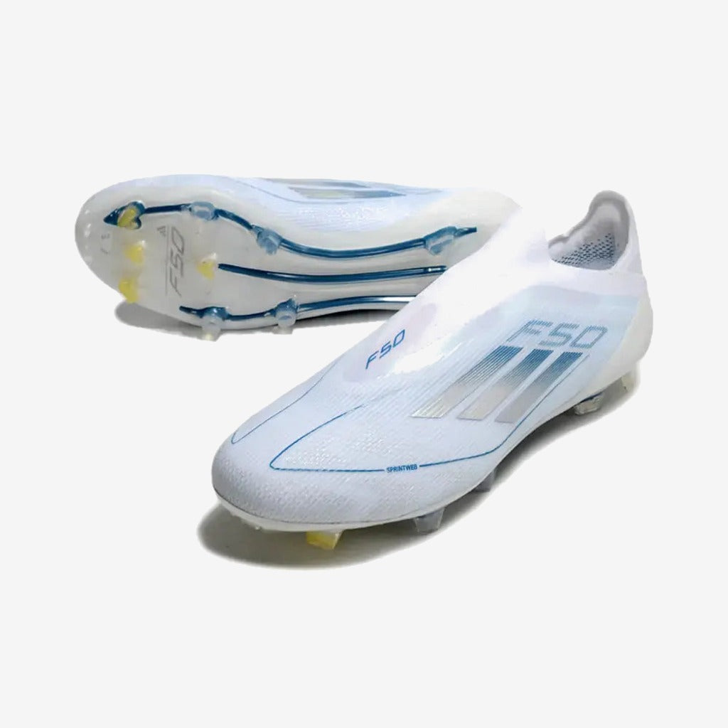 Adidas F50 Elite Laceless FG Polar Victory - Blanc/Argenté/Bleu