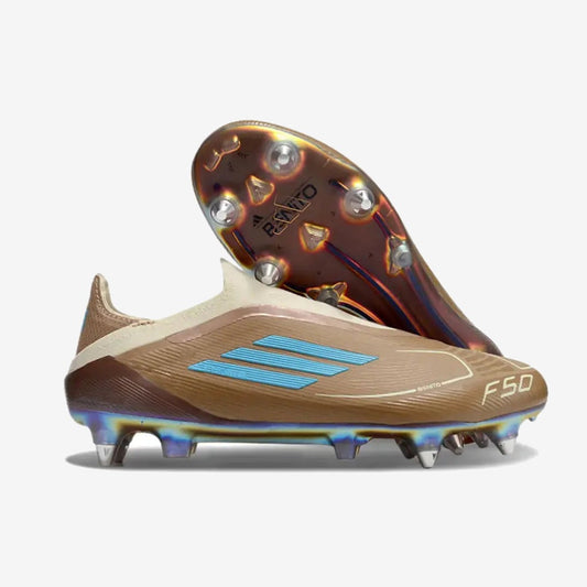 Adidas F50 Elite Laceless Messi X Bad Bunny SG - Cardboard/Blanc/Turquoise ÉDITION LIMITÉE