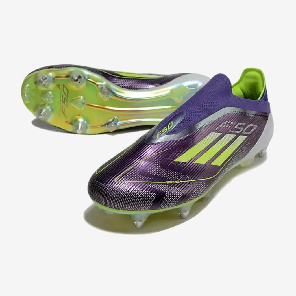 Adidas F50 Elite Laceless SG Fast Reborn - Violet/Blanc/Lucid Lemon ÉDITION LIMITÉE