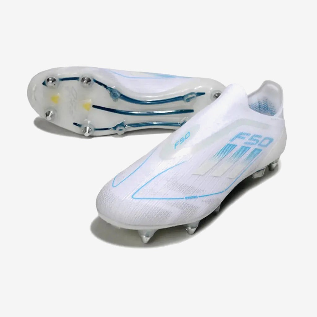 Adidas F50 Elite Laceless SG Polar Victory - Blanc/Argenté/Bleu