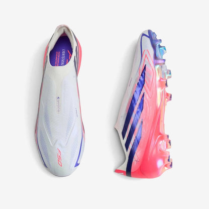 Adidas F50 Hyperfast Elite Laceless FG Control or Chaos - Blanc/Violet/Solar Turbo