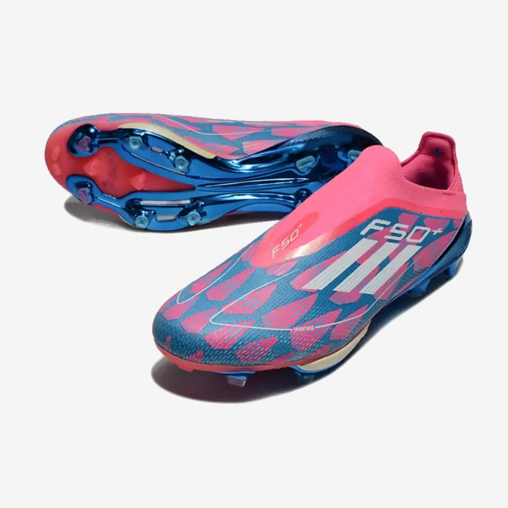 Adidas F50 + Laceless FG Reemergence - Bleu/Blanc/Rose