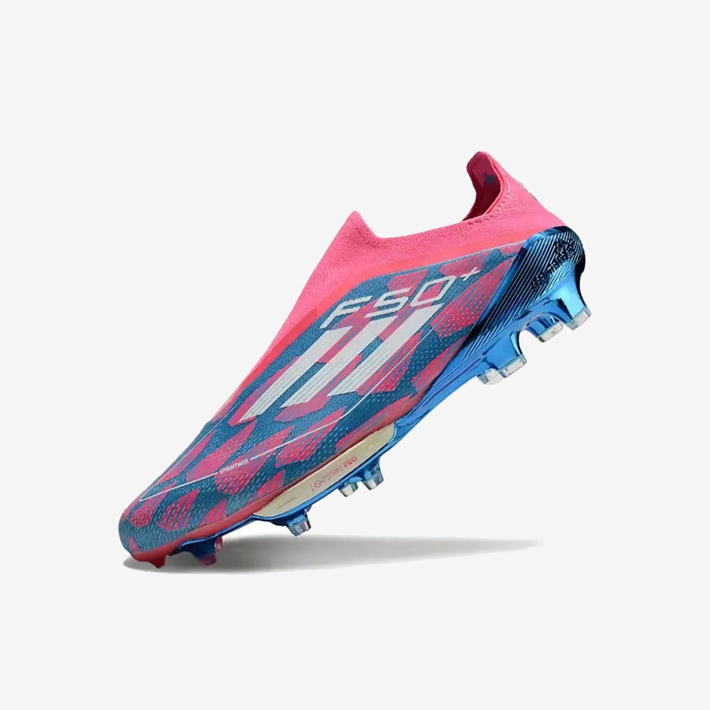 Adidas F50 + Laceless FG Reemergence - Bleu/Blanc/Rose