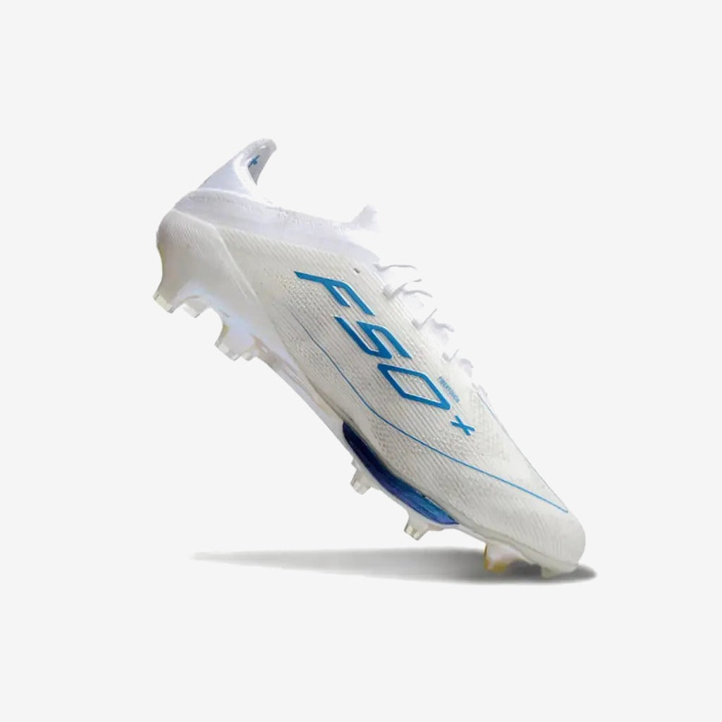 Adidas F50+ Lacets FG Polar Victory - Blanc/Argenté/Bleu