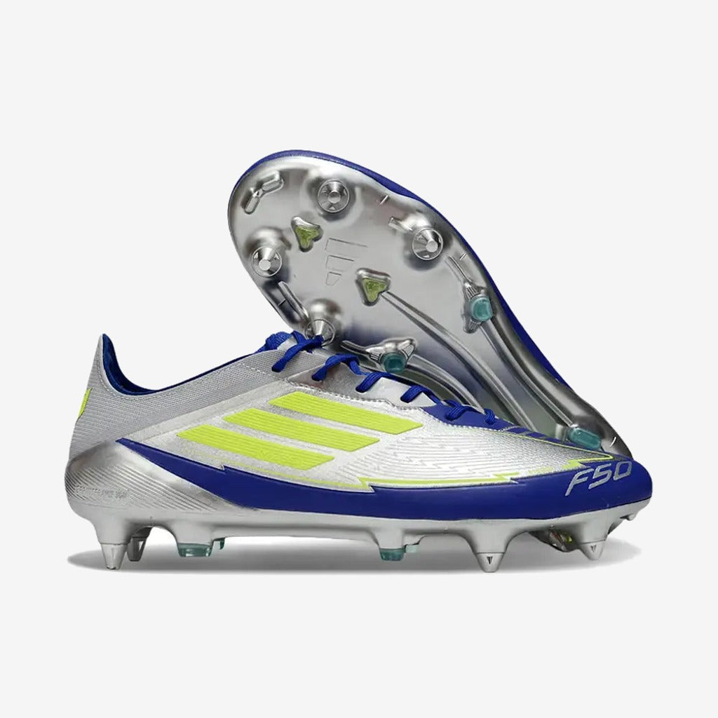 Adidas F50 Languette SG Messi Pro La Vida Rapida - Argenté/Jaune/Bleu