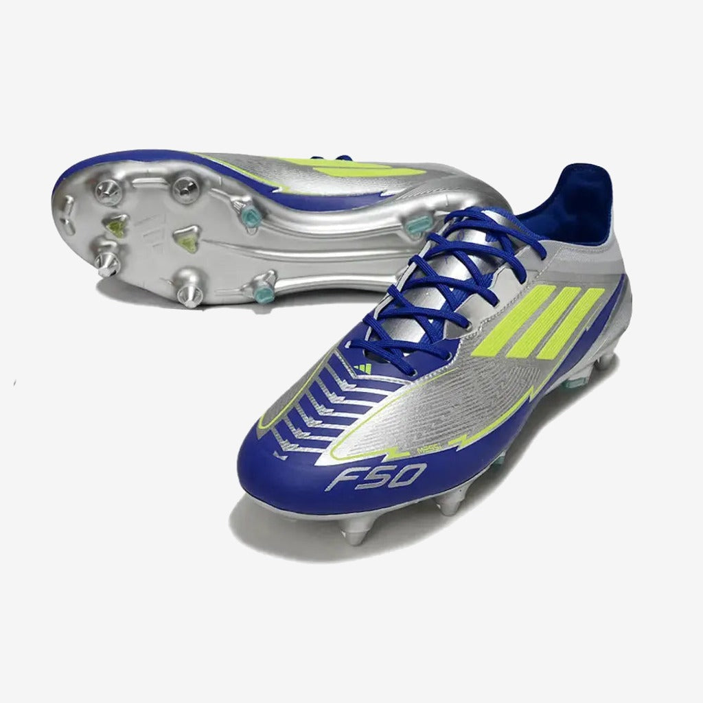 Adidas F50 Languette SG Messi Pro La Vida Rapida - Argenté/Jaune/Bleu