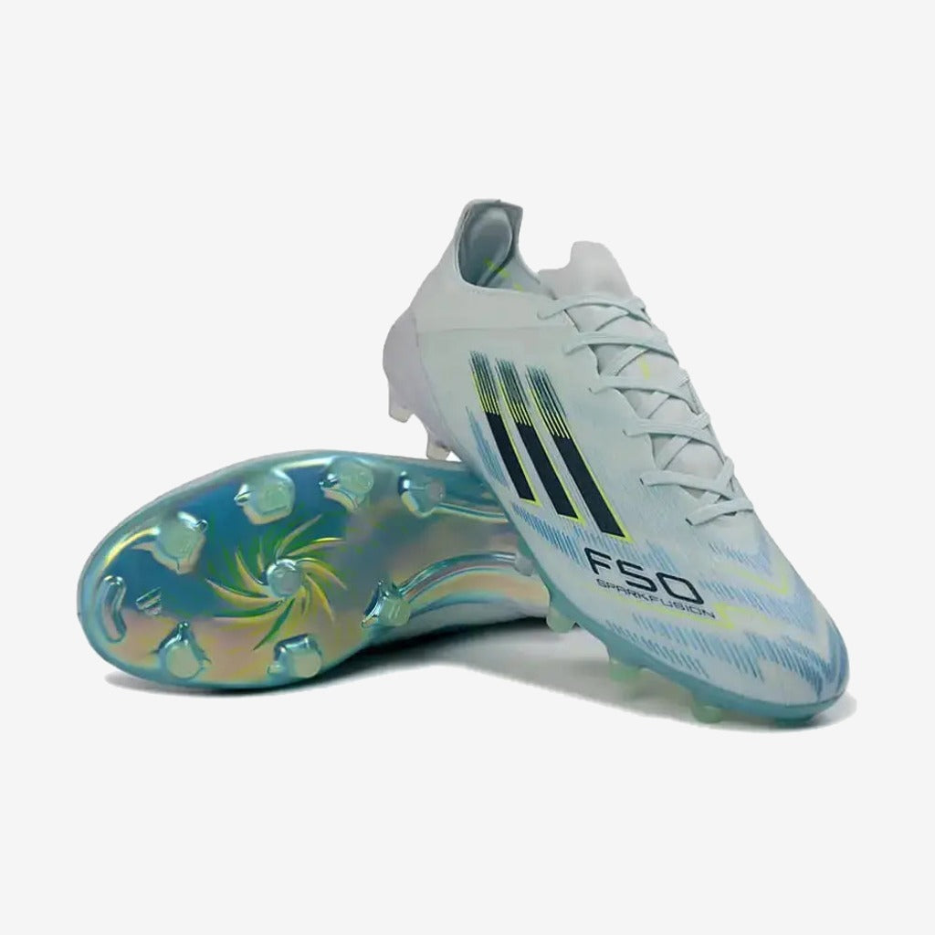 Adidas F50 Sparkfusion League Low Cut Lacets FG Ice Cold Precision - Bleu/Dune Pearl/Jaune