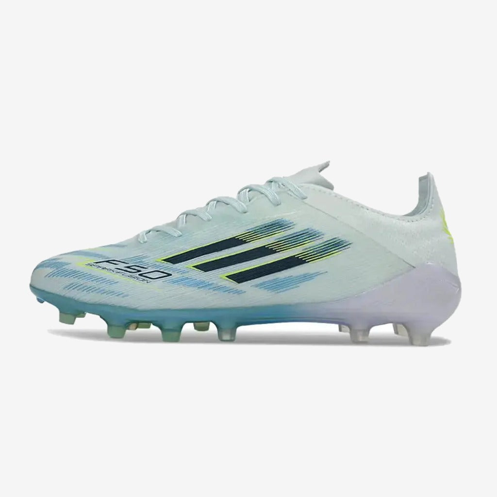 Adidas F50 Sparkfusion League Low Cut Lacets FG Ice Cold Precision - Bleu/Dune Pearl/Jaune