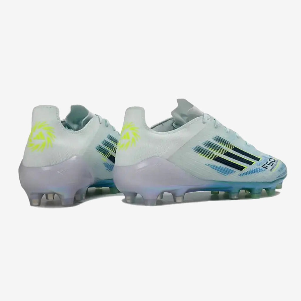 Adidas F50 Sparkfusion League Low Cut Lacets FG Ice Cold Precision - Bleu/Dune Pearl/Jaune