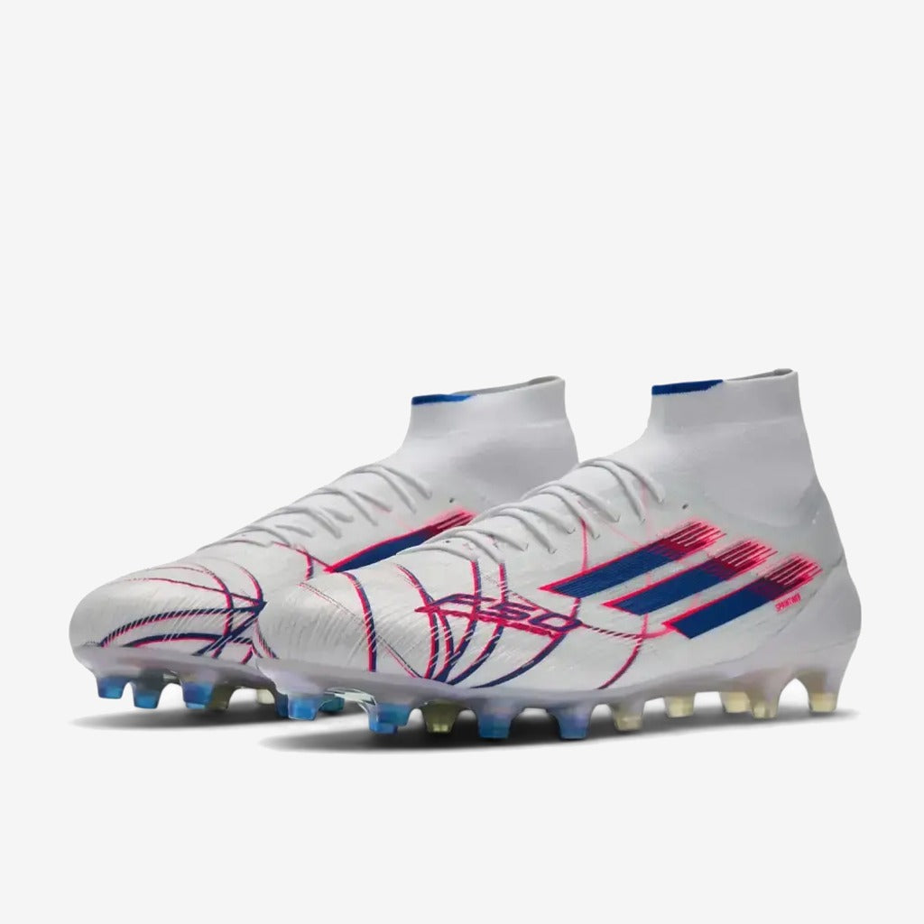 Adidas F50 Sparkfusion Mid Cut Lacets FG - Blanc/Bleu/Rouge