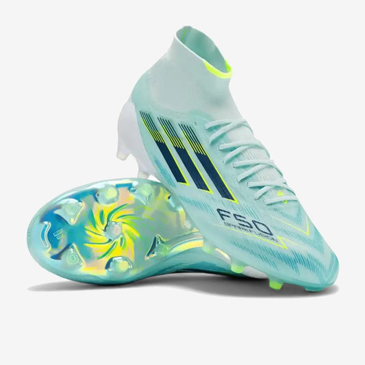 Adidas F50 Sparkfusion Mid Cut Lacets FG - Turquoise/Bleu Marine/Blanc