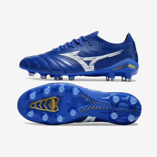 Mizuno Morelia Neo 4 Elite FG/AG - Bleu/Blanc/Doré