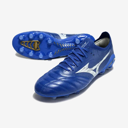 Mizuno Morelia Neo 4 Elite FG/AG - Bleu/Blanc/Doré