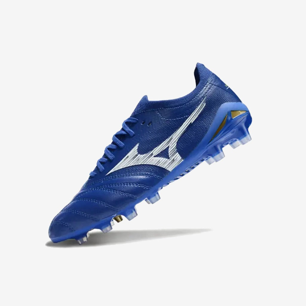 Mizuno Morelia Neo 4 Elite FG/AG - Bleu/Blanc/Doré