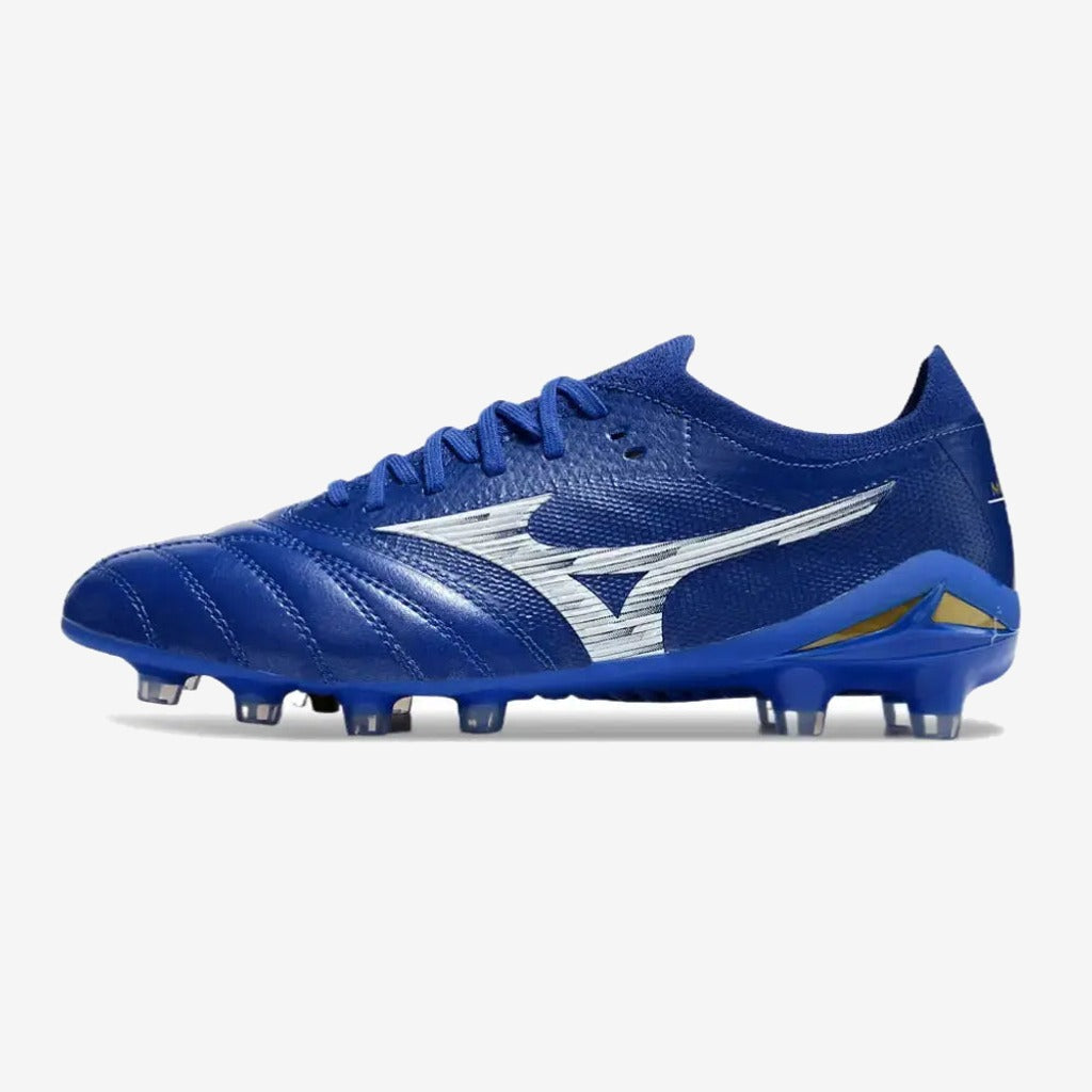 Mizuno Morelia Neo 4 Elite FG/AG - Bleu/Blanc/Doré