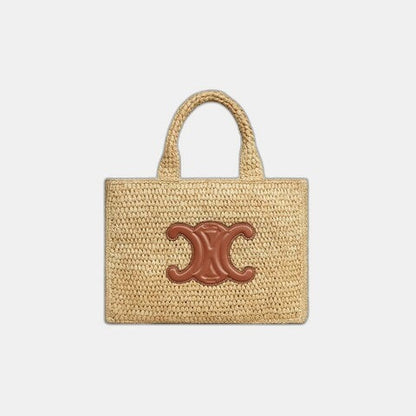 C­eli­ne - Small Cabas Thais Raffia Calfskin Top