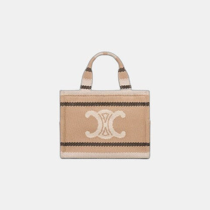 C­eli­ne - Small Cabas Thais Striped Textile Beige Noir