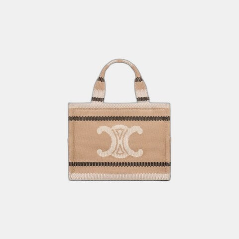 C­eli­ne - Small Cabas Thais Striped Textile Beige Noir