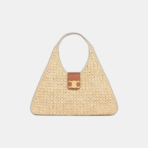 C­eli­ne - Classic Panier Cabas Triangle Raffia Calfskin