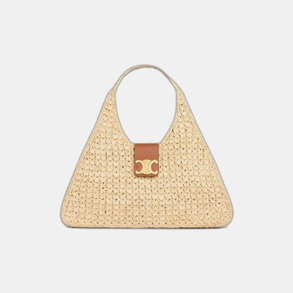 C­eli­ne - Classic Panier Cabas Triangle Raffia Calfskin