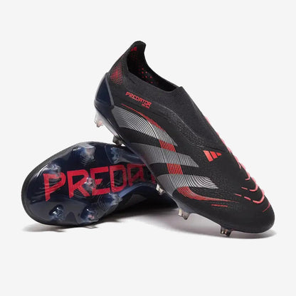 Adidas Predator 25 Elite Laceless FG Stealth Victory - Noir/Gris/Lucid Red