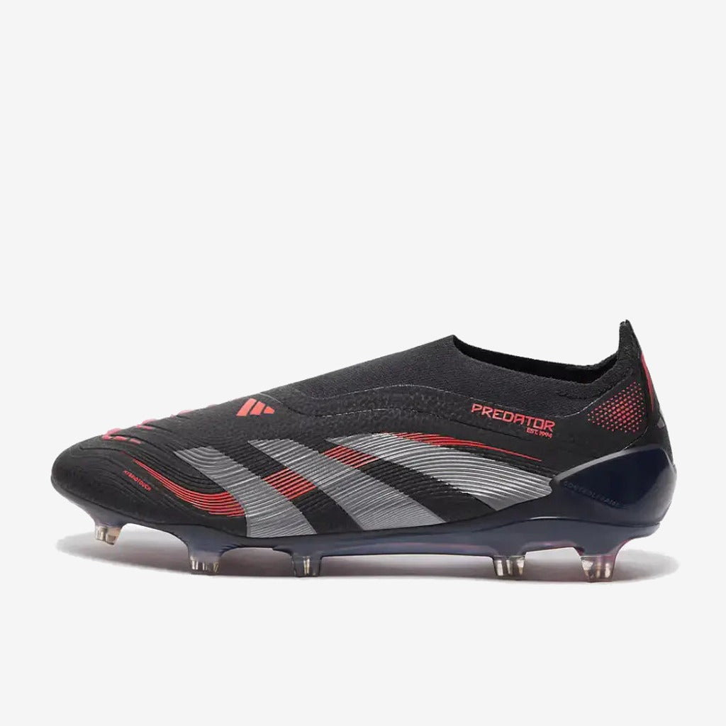 Adidas Predator 25 Elite Laceless FG Stealth Victory - Noir/Gris/Lucid Red