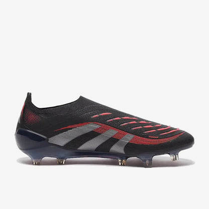 Adidas Predator 25 Elite Laceless FG Stealth Victory - Noir/Gris/Lucid Red