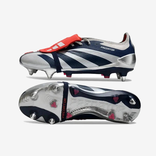 Adidas Predator Elite Fold-over Tongue SG Roteiro - Argenté/Bleu marine/Rouge ÉDITION LIMITÉE
