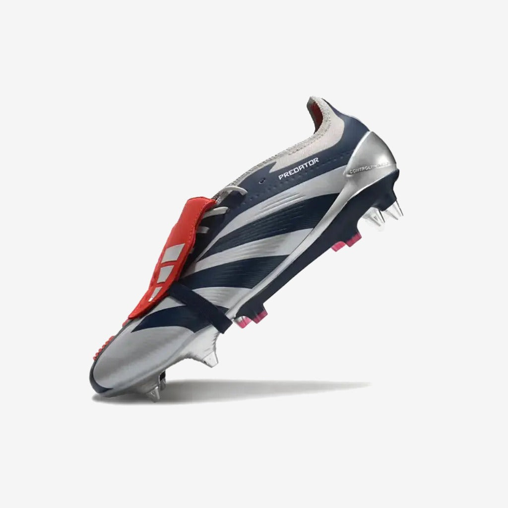Adidas Predator Elite Fold-over Tongue SG Roteiro - Argenté/Bleu marine/Rouge ÉDITION LIMITÉE