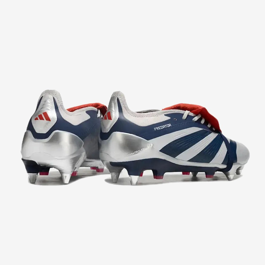 Adidas Predator Elite Fold-over Tongue SG Roteiro - Argenté/Bleu marine/Rouge ÉDITION LIMITÉE