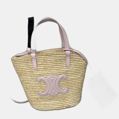Céline - Classic Panier petit modèle Souple Raphia et veau