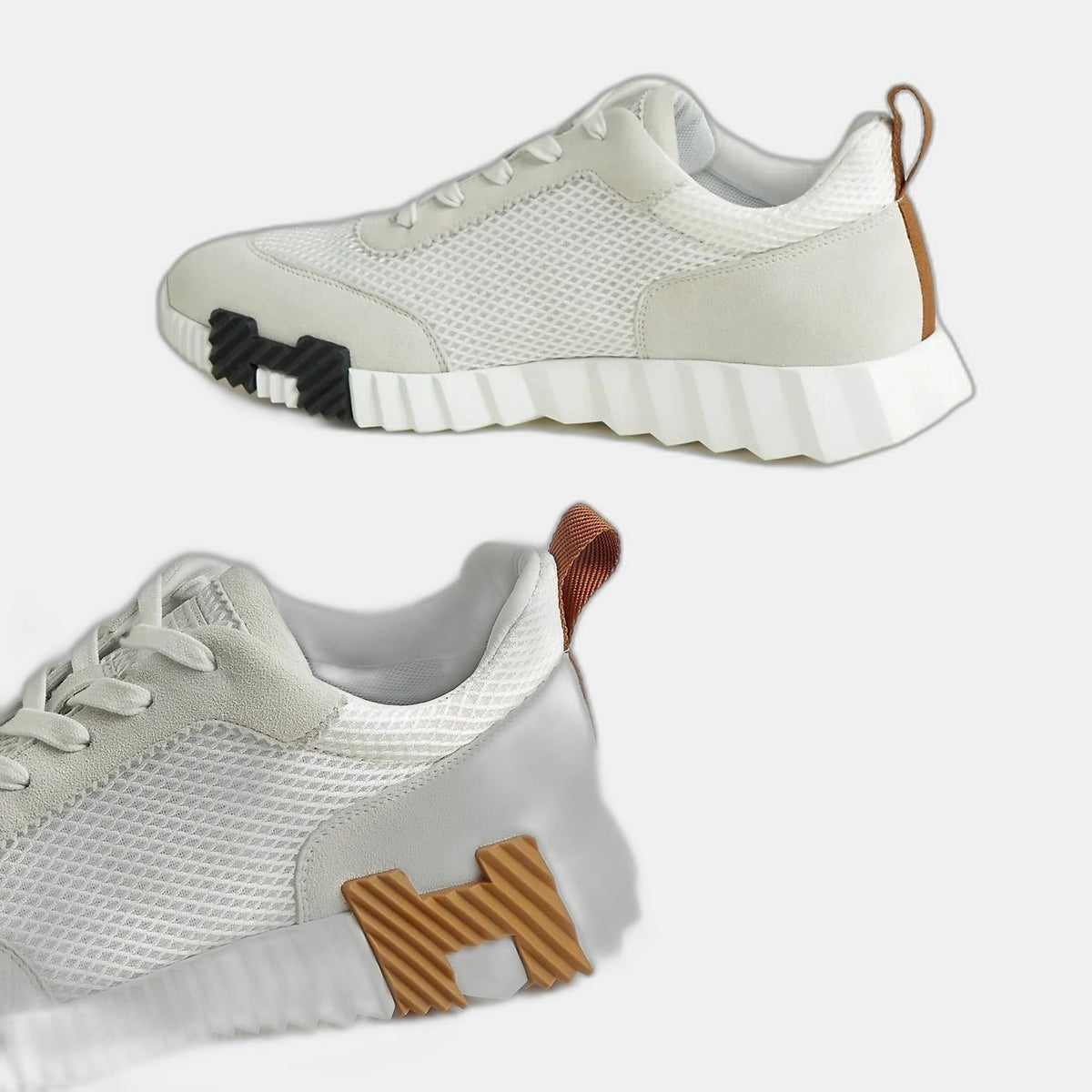 Hermès Bouncing blanc/maron/noir